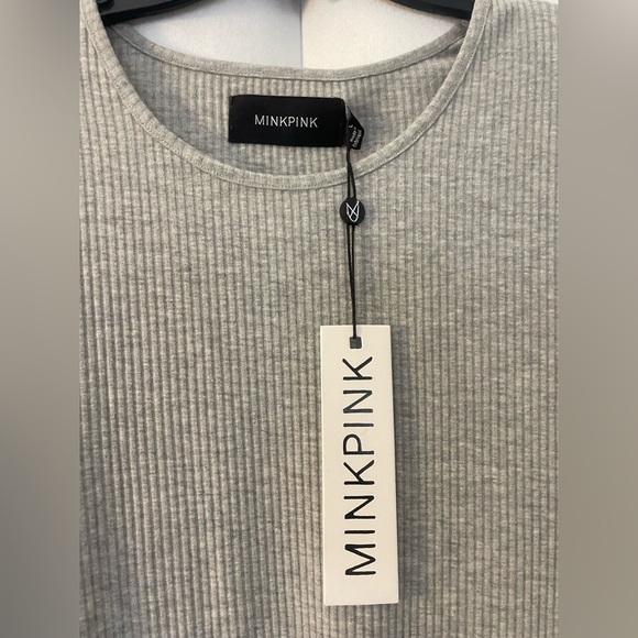 MINKPINK Ribbed Gray Top size large new with tags please - Picture 2 of 9